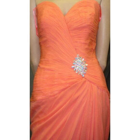Jovani Vibrant Orange Maxi Dress with Shawl - Picture 6 of 7